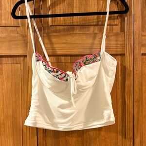 Princess Polly White Camisole with Floral Trim Embroidery